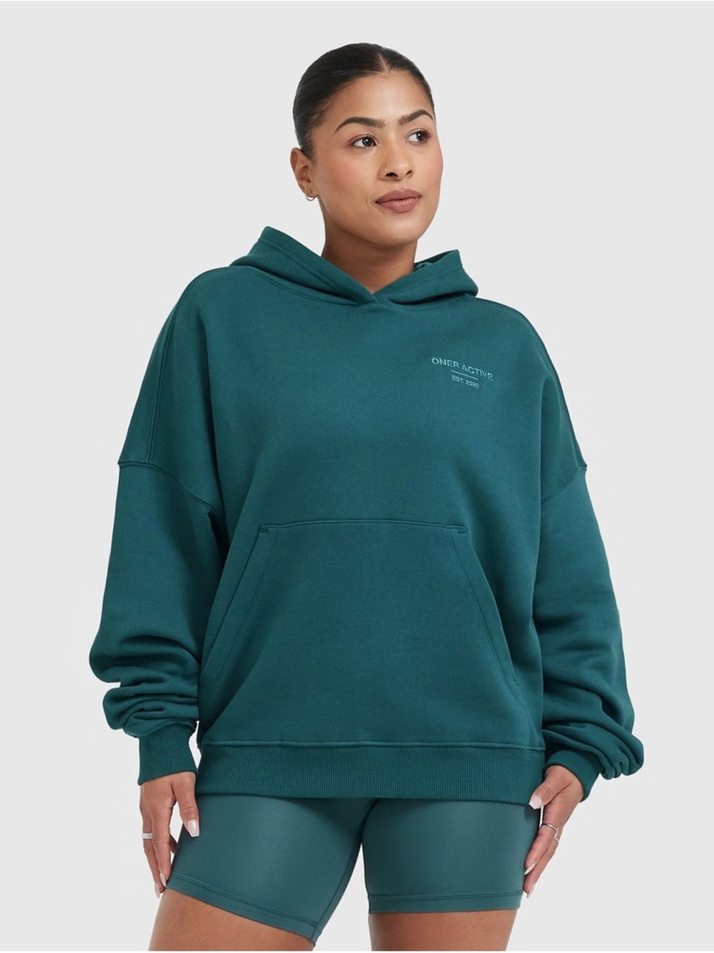 Oner Active All Day Est 2020 Oversized Hoodie Marine Teal Size S